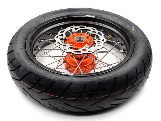 KKE 3.5/4.25 Motorcycle Supermoto Cush Drive Wheels With CST Tire Fit KTM SX EXC 125 Orange Hub