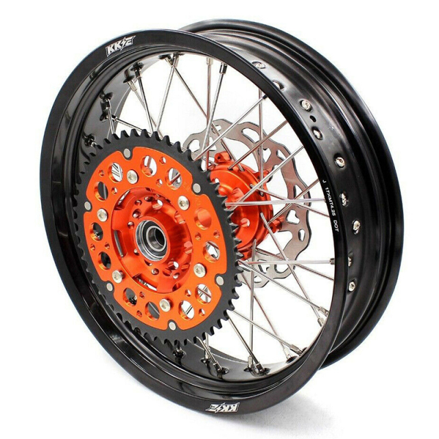 KKE 3.5/4.25 Motorcycle Supermoto Wheel Set Fit KTM SX-F EXC 2003-2021 Orange Hub With Disc