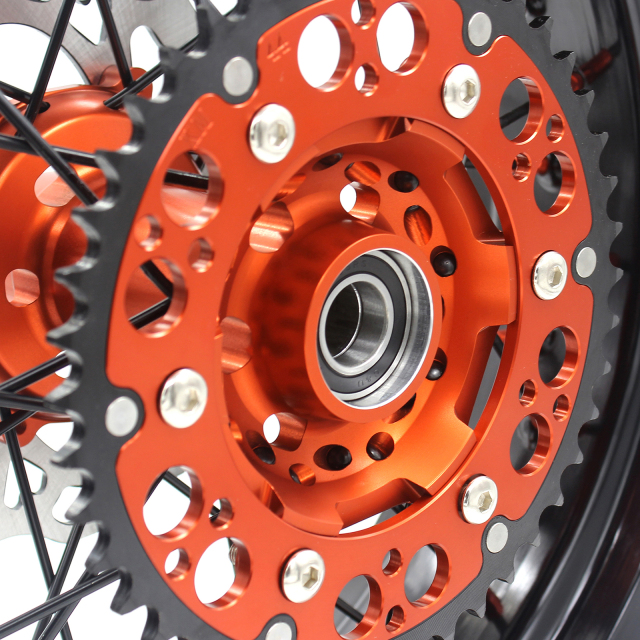 KKE 3.5/4.25 Motorcycle Supermoto Wheel Set Fit KTM SX-F EXC XC-F 2003-2021 Orange/Black With Disc