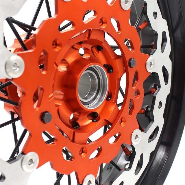 KKE 3.5/4.25 Motorcycle Supermoto Wheel Set Fit KTM SX-F EXC XC-F 2003-2021 Orange/Black With Disc
