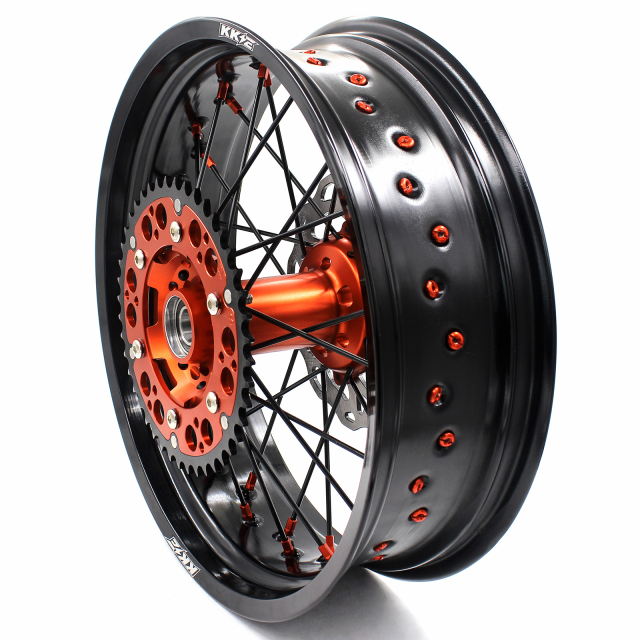 KKE 3.5/4.25 Motorcycle Supermoto Wheel Set Fit KTM SX-F EXC XC-F 2003-2021 Orange/Black With Disc