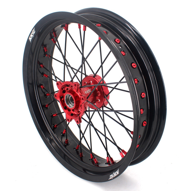 KKE 3.5/4.25 Supermoto Wheels Set Fit HONDA CRF250R 2004-2013 CRF450R 2002-2012 Red/Black