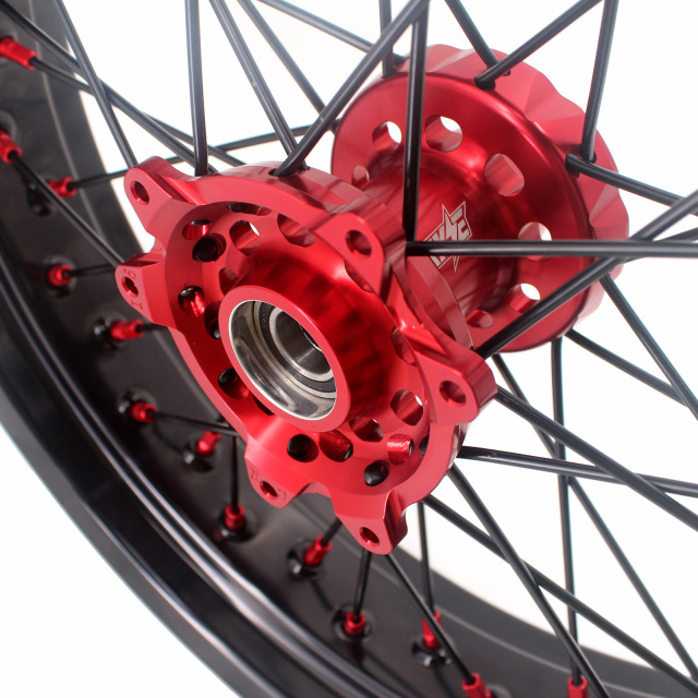 KKE 3.5/4.25 Supermoto Wheels Set Fit HONDA CRF250R 2004-2013 CRF450R 2002-2012 Red/Black