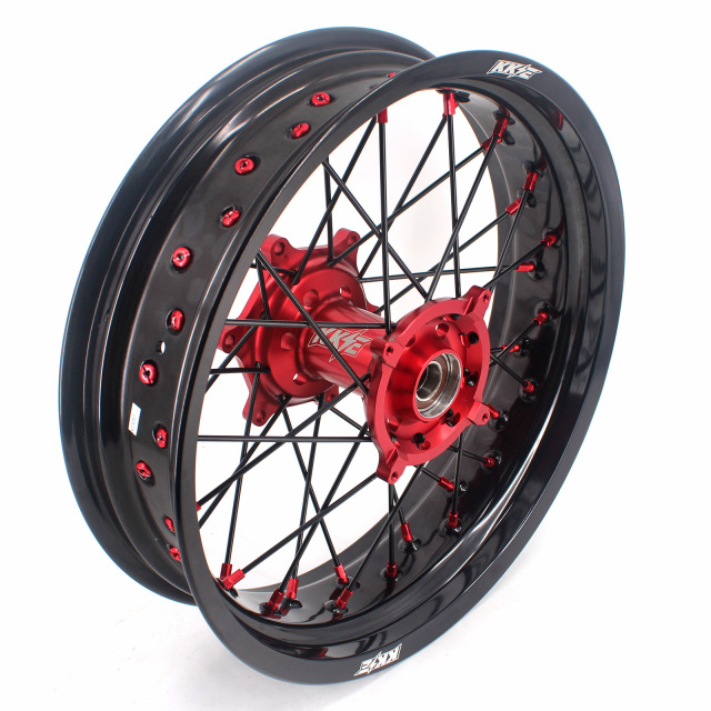 KKE 3.5/4.25 Supermoto Wheels Set Fit HONDA CRF250R 2004-2013 CRF450R 2002-2012 Red/Black