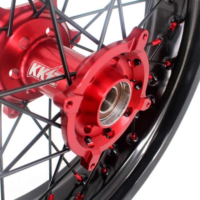 KKE 3.5/4.25 Supermoto Wheels Set Fit HONDA CRF250R 2004-2013 CRF450R 2002-2012 Red/Black