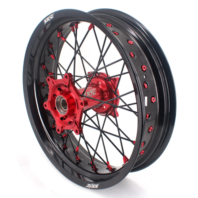 KKE 3.5/4.25 Supermoto Wheels Set Fit HONDA CRF250R 2004-2013 CRF450R 2002-2012 Red/Black