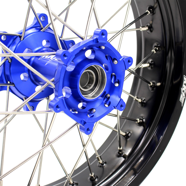 KKE 3.5*17/4.25*17 Supermoto Wheels Set Fit YAMAHA WR250X 2008-2011 Blue Hub