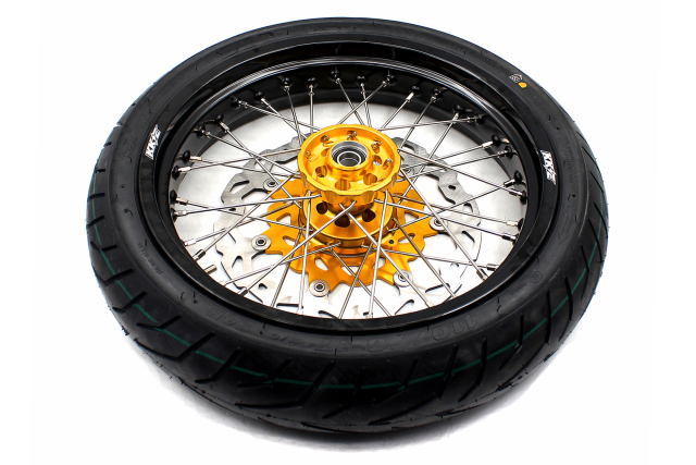 KKE 3.5/4.25 Supermoto Wheels Set With CST Tire Fit SUZUKI RMZ250 2007-2021 RMZ450 2005-2021 Gold Hub