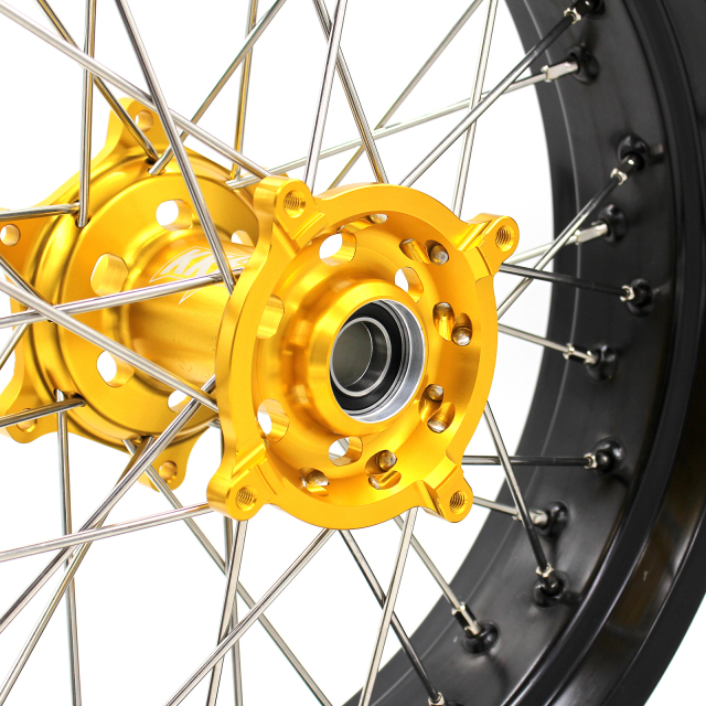 KKE 3.5/4.25*17 Supermoto Wheels Rim Set Fit SUZUKI RMZ250 2007-2021 RMZ450 2005-2021 Gold Hub