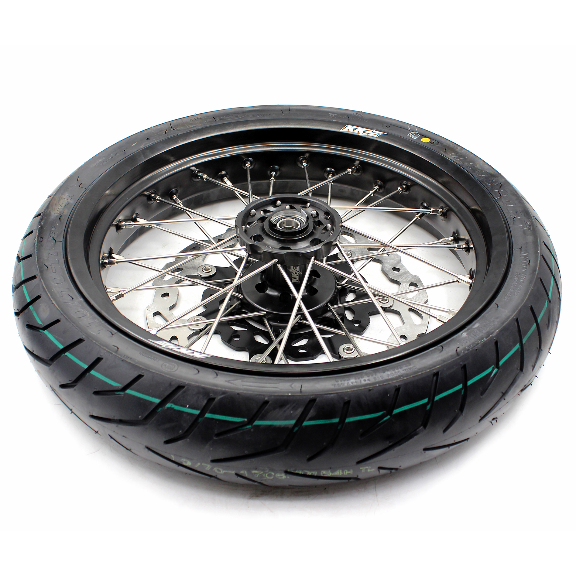 KKE 3.5/4.25*17 Supermoto Wheels Rims Set with CST Tire fit SUZUKI DRZ400 DRZ400S DRZ400E Black Hub