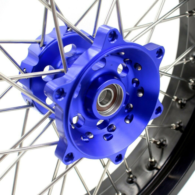 KKE 3.5/4.25*17  Supermoto Wheels Rim Set Fit SUZUKI DR650SE 1996-2021 Blue Hub With Cush Drive