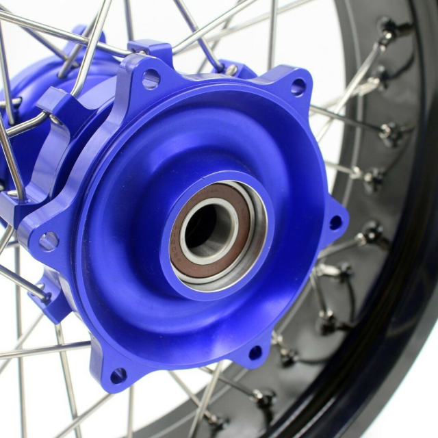 KKE 3.5/4.25*17  Supermoto Wheels Rim Set Fit SUZUKI DR650SE 1996-2021 Blue Hub With Cush Drive