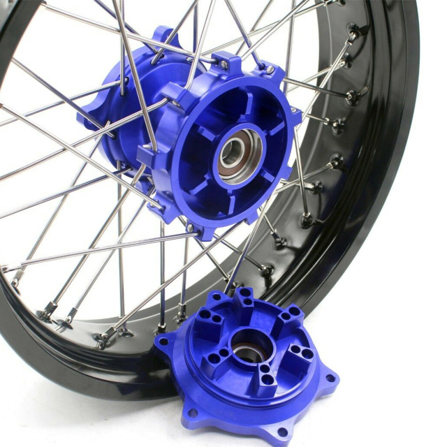 KKE 3.5/4.25*17  Supermoto Wheels Rim Set Fit SUZUKI DR650SE 1996-2021 Blue Hub With Cush Drive