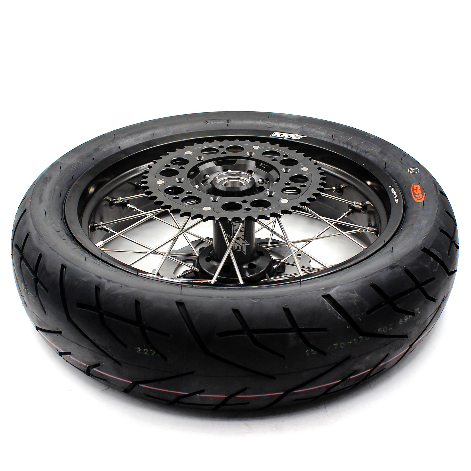 KKE 3.5/4.25*17 Supermoto Wheels Rims Set with CST Tire fit SUZUKI DRZ400 DRZ400S DRZ400E Black Hub