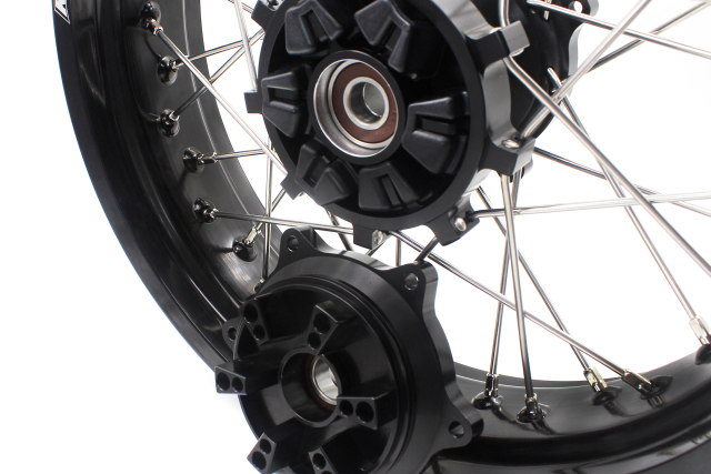 KKE 3.5*17/4.25*17'' Supermoto Wheels Set Fit SUZUKI DR650SE 1996-2021 Black Hub With Cush Drive