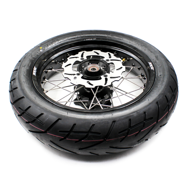 KKE 3.5*17/4.25*17 Supermoto Wheels Set With CST tire Fit SUZUKI DR650SE 1996-2021 Black Cush Hub