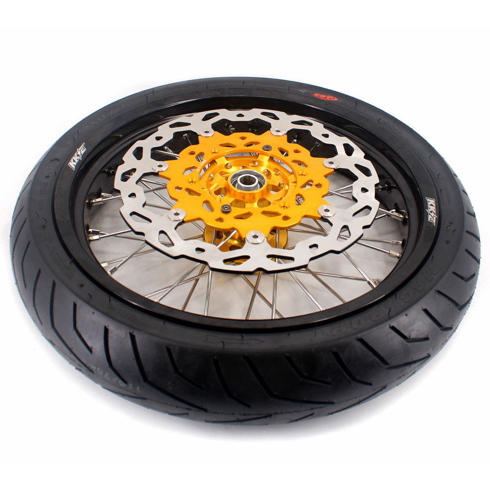 KKE 3.5/4.25*17 Supermoto Wheels Set Fit SUZUKI DRZ400 DRZ400E DRZ400S With CST Tire Gold Hub