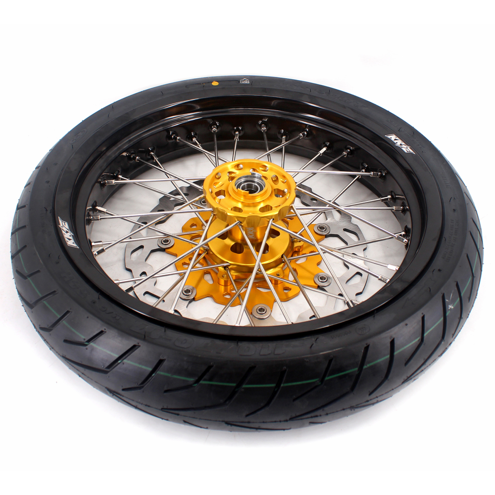 KKE 3.5/4.25*17 Supermoto Wheels Set Fit SUZUKI DRZ400 DRZ400E DRZ400S With CST Tire Gold Hub