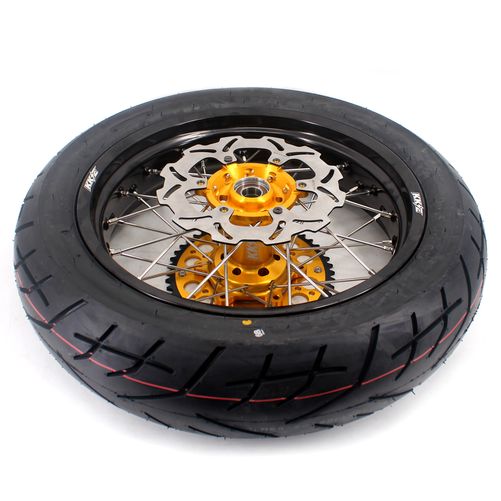 KKE 3.5/4.25*17 Supermoto Wheels Set Fit SUZUKI DRZ400 DRZ400E DRZ400S With CST Tire Gold Hub