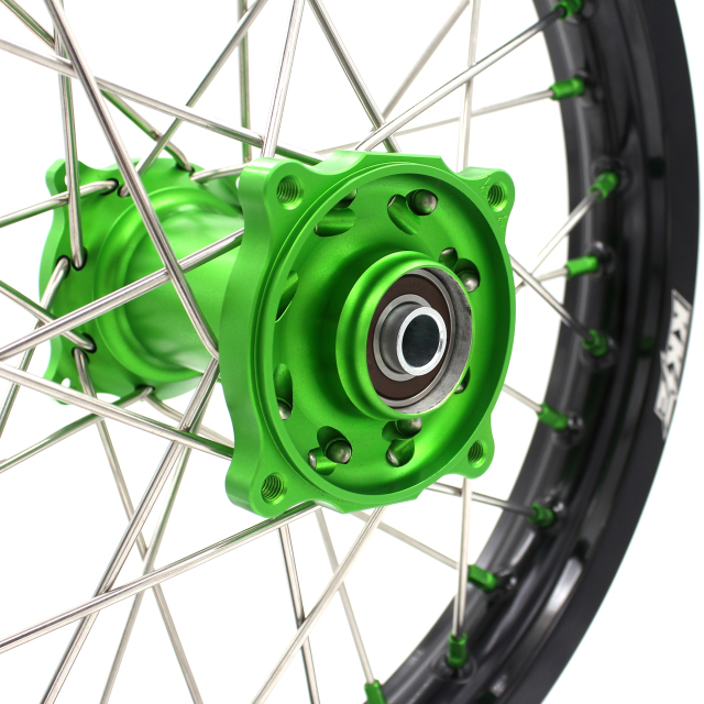 KKE 1.6*19"/1.85*16" Dirtbike Kid's Big Wheels Rims Set Fit KAWASAKI KX80 KX85 Green Nipple