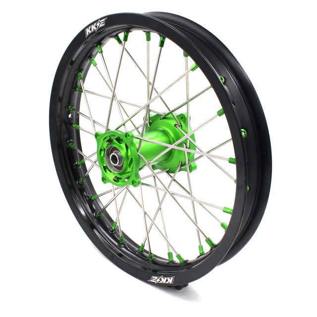 KKE 1.6*19"/1.85*16" Dirtbike Kid's Big Wheels Rims Set Fit KAWASAKI KX80 KX85 Green Nipple