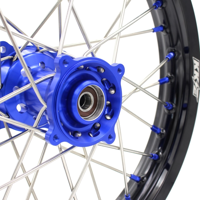 KKE 1.6*19"/1.85*16" Kid's Wheels Rim Set Fit YAMAHA YZ80 1990-2001 YZ85 2002-2018 Blue Nipple Mini Dirt Bike