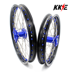 KKE 1.6*19"/1.85*16" Dirtbike Kid's Big Wheels Rim Set Fit KAWASAKI KX80 KX85 Blue Hub/Nipple