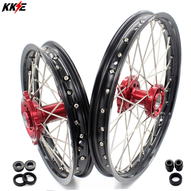 KKE 1.4*17/1.6*14 Dirtbike Kid's Wheels Rims Set Fit HONDA CR80R 1993-2002 CR85R 2003-2008 Red