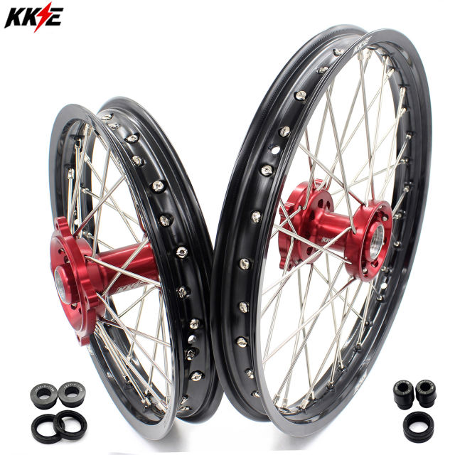 KKE 1.6*19/1.85*16 Kid's Small Wheels Set Fit HONDA CR80R 1993-2002 CR85R 2003-2008 Red