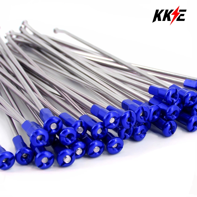 KKE 1.6*21&quot; OEM Size Front Silver Spoke Kit Fit YAMAHA YZ125/250F 450F WR250F/450F With Blue nipple