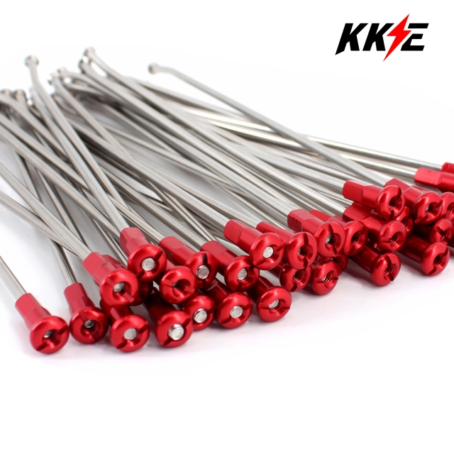 KKE 21&quot; OEM Size Front Silver Spoke Kit Fit HONDA CR125R/250R CRF250R/450R With Red Nipple