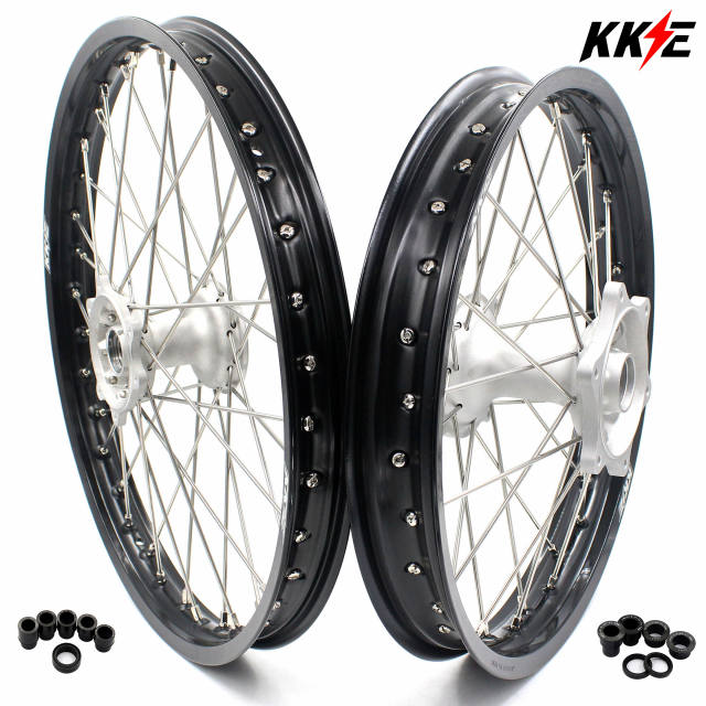 KKE 21/19 MX Wheels Rims Set Fit HONDA CRF250R 20042013 CRF450R Silver