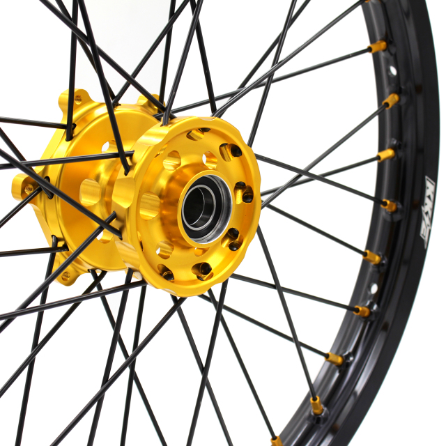 KKE 21/19 Dirt Bike MX Wheels Set With Gold Hub/Black Spoke Fit YAMAHA YZ125 YZ250 1999-2021 YZ250F YZ450F