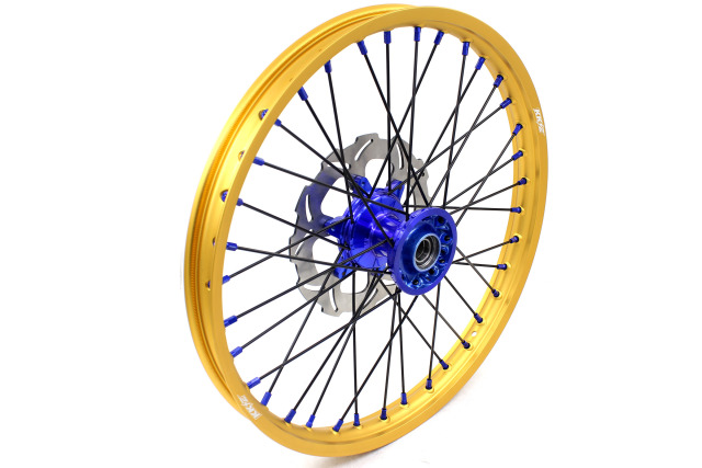 KKE 21/19 MX Casting Wheels Fit Yamaha YZ125 YZ250 99-16 YZ250F YZ450F Blue Hub Gold Rim Black Spoke With Disc