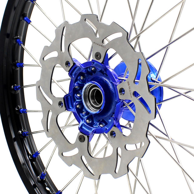 KKE 21/18 Casting Wheels Set Fit Yamaha YZ125 YZ250 YZ250F 2001-2015 YZ450F 2003 Blue Nipple With 250MM front Disc