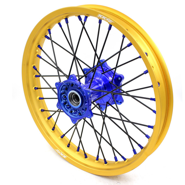 KKE 21/19 MX DirtBike Casting Wheels Fit Yamaha YZ125/250 1999-2021 YZ250F YZ450F Blue Hub Gold Rim Black Spoke