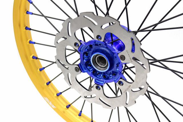 KKE 21/19 MX Casting Wheels Fit Yamaha YZ125 YZ250 99-16 YZ250F YZ450F Blue Hub Gold Rim Black Spoke With Disc