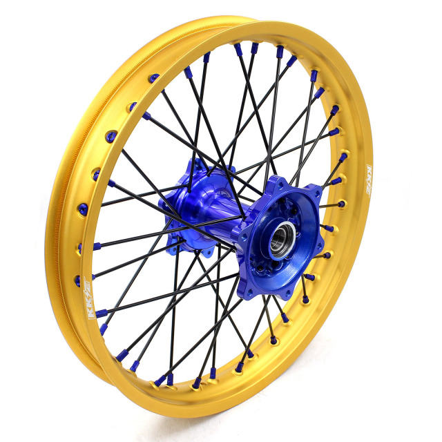 KKE 21/19 MX DirtBike Casting Wheels Fit Yamaha YZ125/250 1999-2021 YZ250F YZ450F Blue Hub Gold Rim Black Spoke