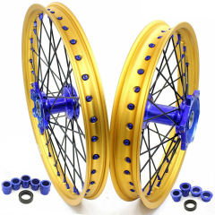 KKE 21/19 MX Dirt Bike Casting Wheels Fit Yamaha YZ125/250 1999-2024 YZ250F YZ450F Blue Hub Gold Rim Black Spoke