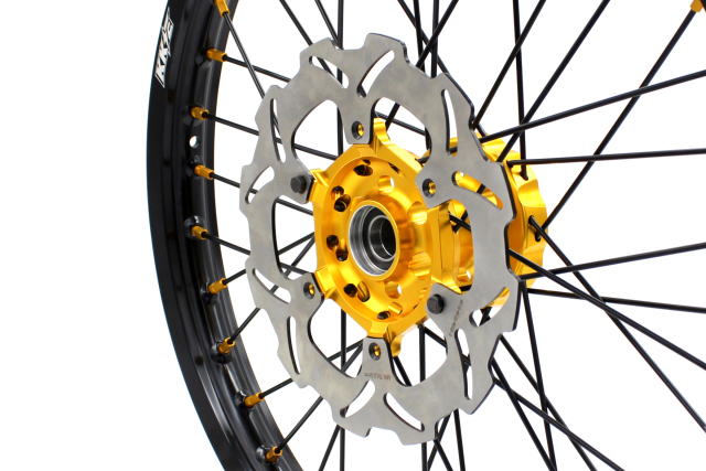 KKE 21/19 Dirt MX Wheels Set Gold/Black Spoke Fit YAMAHA YZ125 YZ250 1999-2016 YZ250F YZ450F 2003-2015 With 250MM Disc