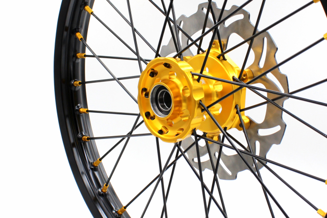 KKE 21/19 Dirt MX Wheels Set Gold/Black Spoke Fit YAMAHA YZ125 YZ250 1999-2016 YZ250F YZ450F 2003-2015 With 250MM Disc