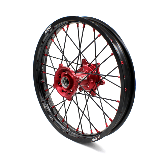 KKE 21/19 Fit HONDA CRF250R 2004-2013 CRF450R 2002-2012 MX Wheels Set Red Nipple Black Spoke