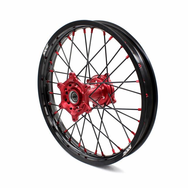 KKE 21/19 Fit HONDA CRF250R 2004-2013 CRF450R 2002-2012 MX Wheels Set Red Nipple Black Spoke