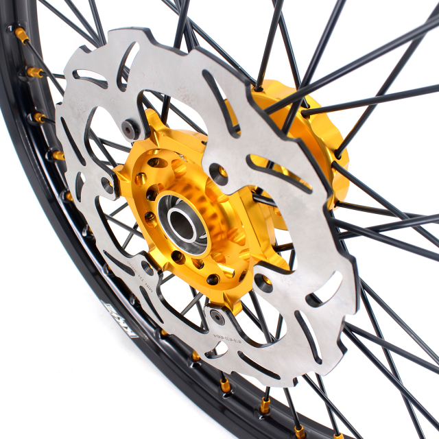 KKE 1.6*21/2.15*18 Dirtbike Enduro Wheels Set Fit SUZUKI DRZ400 DRZ400E DRZ400S Gold Nipple Black Spoke