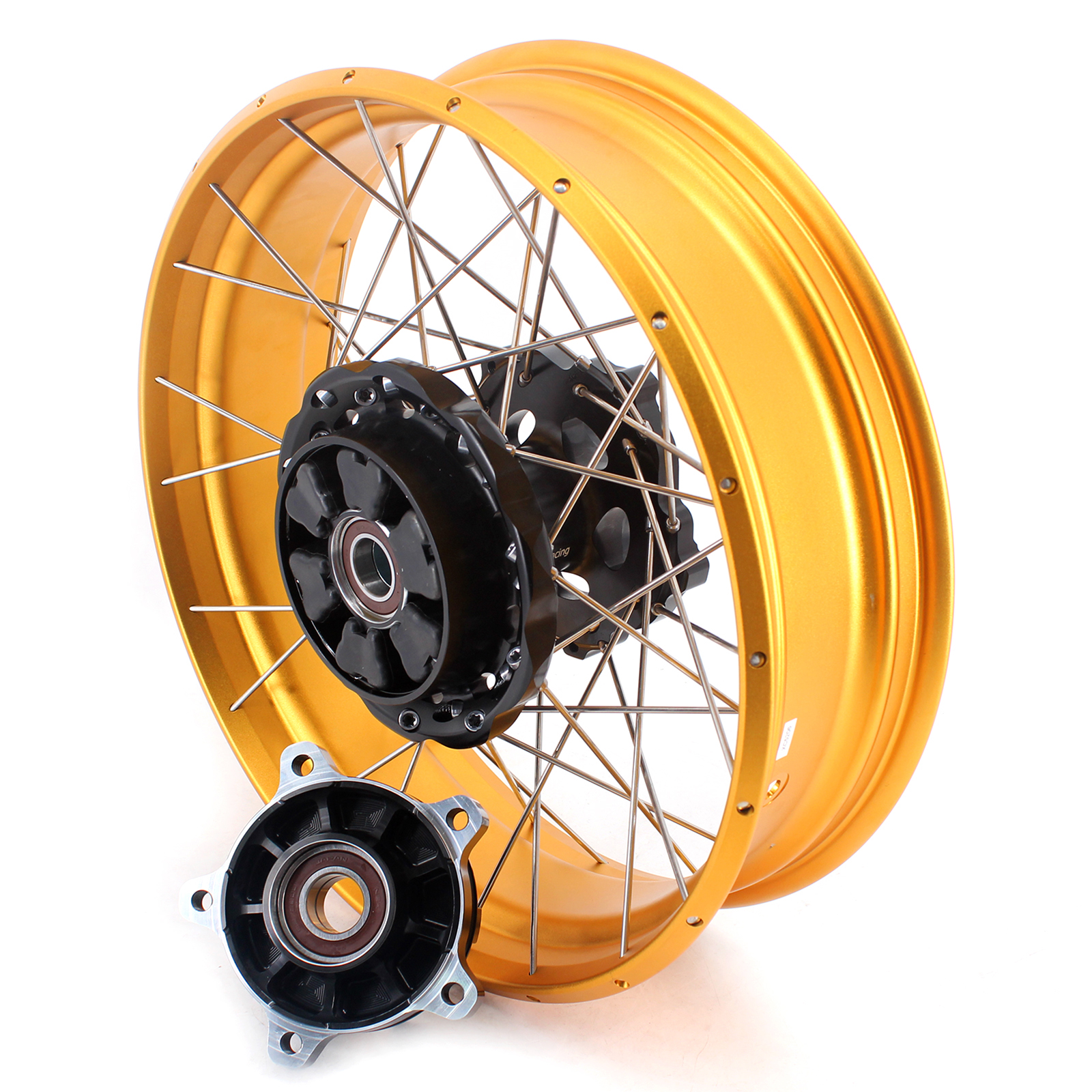 VMX 3.0*19"/4.25*17" Tubeless Wheels fit BMW F750GS 2019-2024 Black Hub Gold Rim