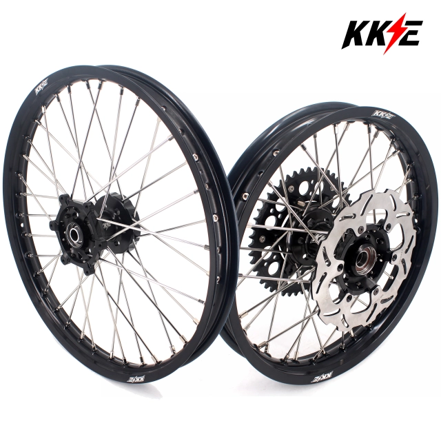 KKE 1.6*21/2.15*18 Enduro Wheels Set Fit SUZUKI DRZ400SM 2005-2023 Black Hub/Rim