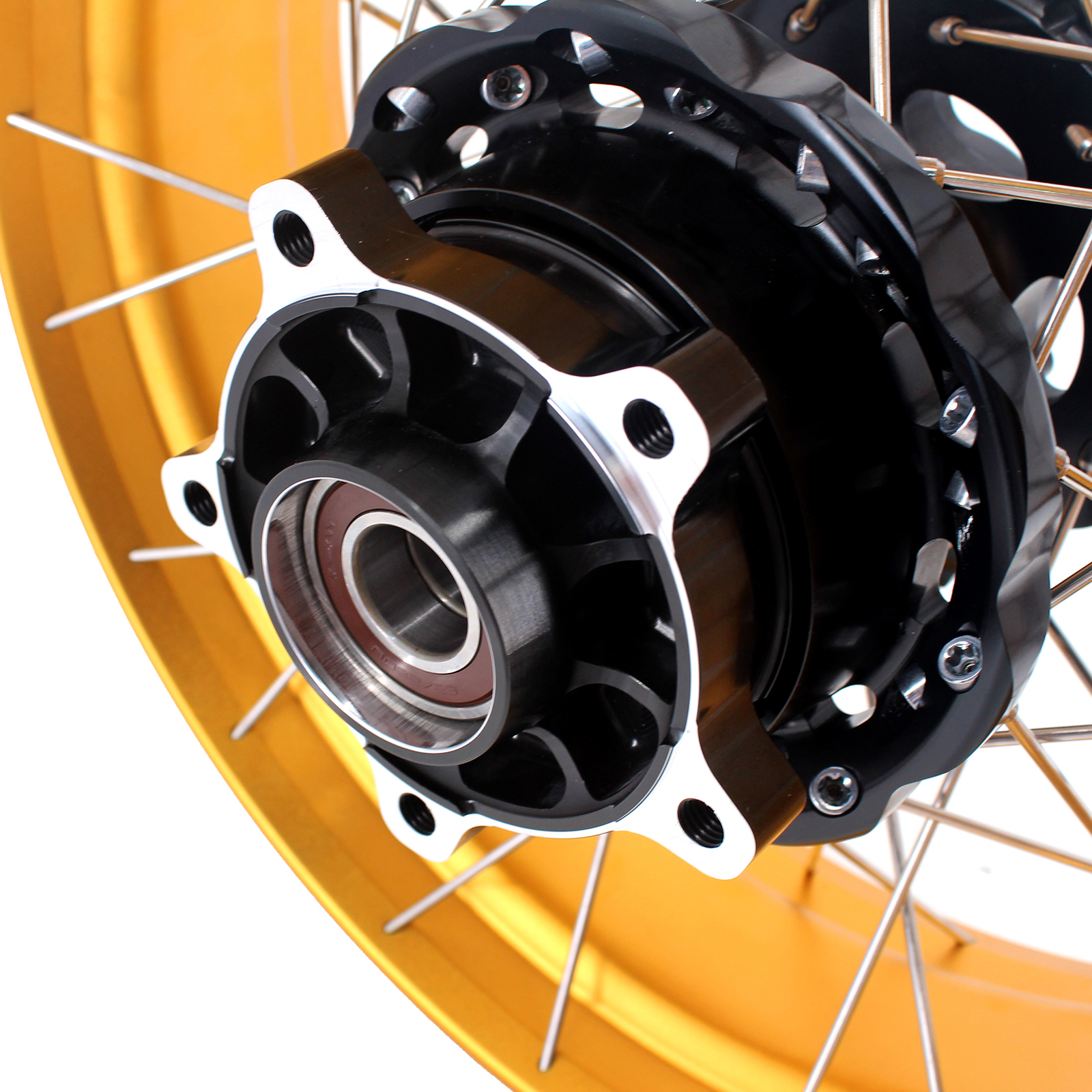 VMX 3.0*19"/4.25*17" Tubeless Wheels fit BMW F750GS 2019-2024 Black Hub Gold Rim