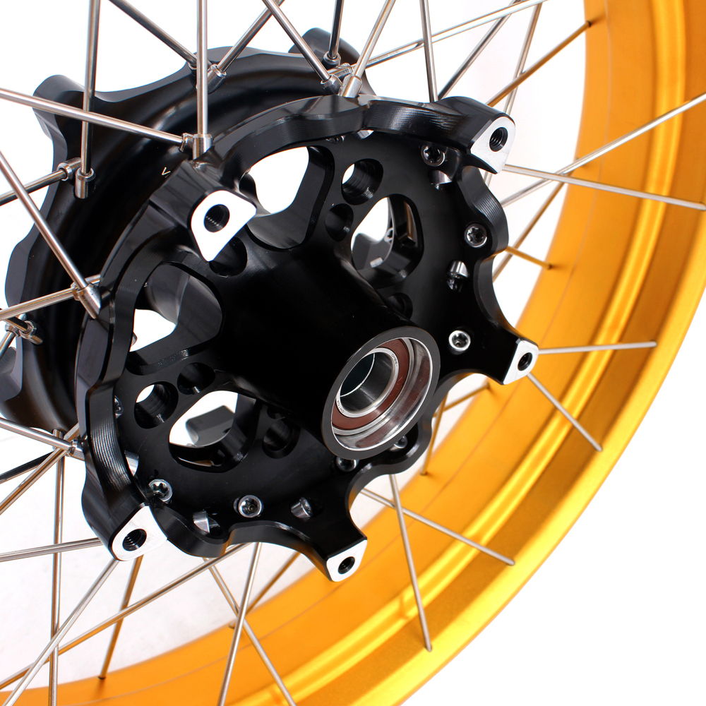 VMX 3.0*19"/4.25*17" Tubeless Wheels fit BMW F750GS 2019-2021 Black Hub Gold Rim