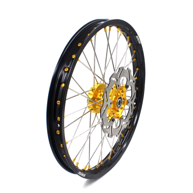 KKE 21/19 Dirtbike MX Wheels Rims Set Fit SUZUKI RM125 RM250 2001-2008 Gold Hub/Nipple