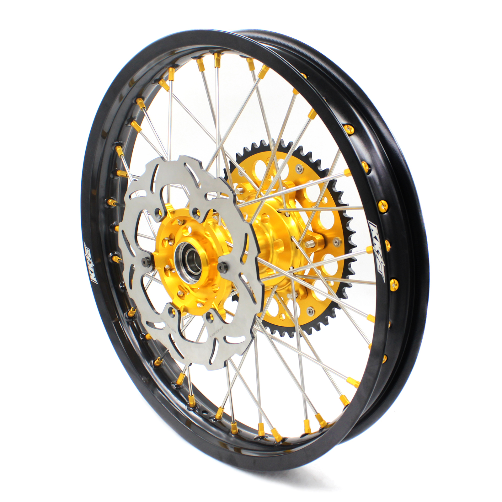 KKE 21/19 Dirtbike Motorcycle Wheels Rims Set Fit SUZUKI RM125 RM250 2001-2008 Gold Hub/Nipple